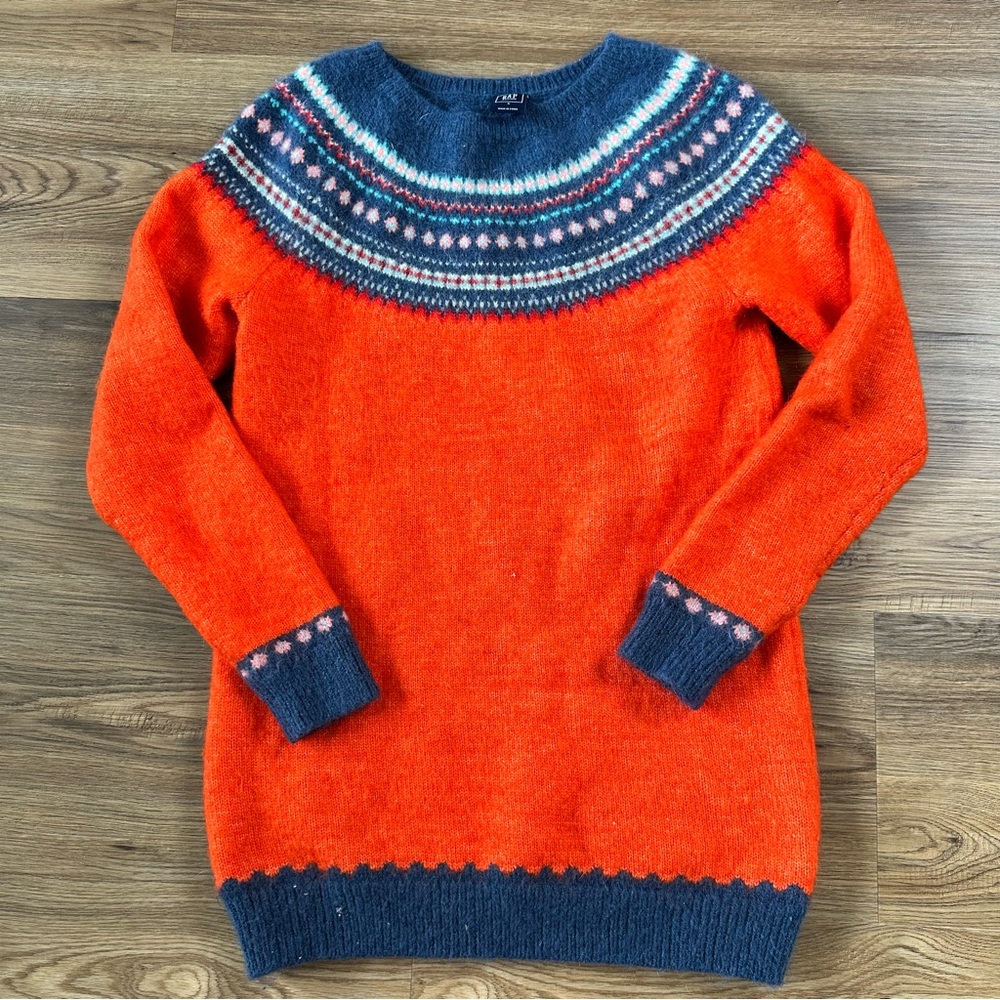 Gap Maternity Women’s Small‎ Wool Mohair Blend Fair Isle Long Sleeve Holly Berry